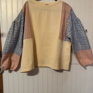 NWT My Casual Cute Oatmeal Patchwork Top Sz 1xl